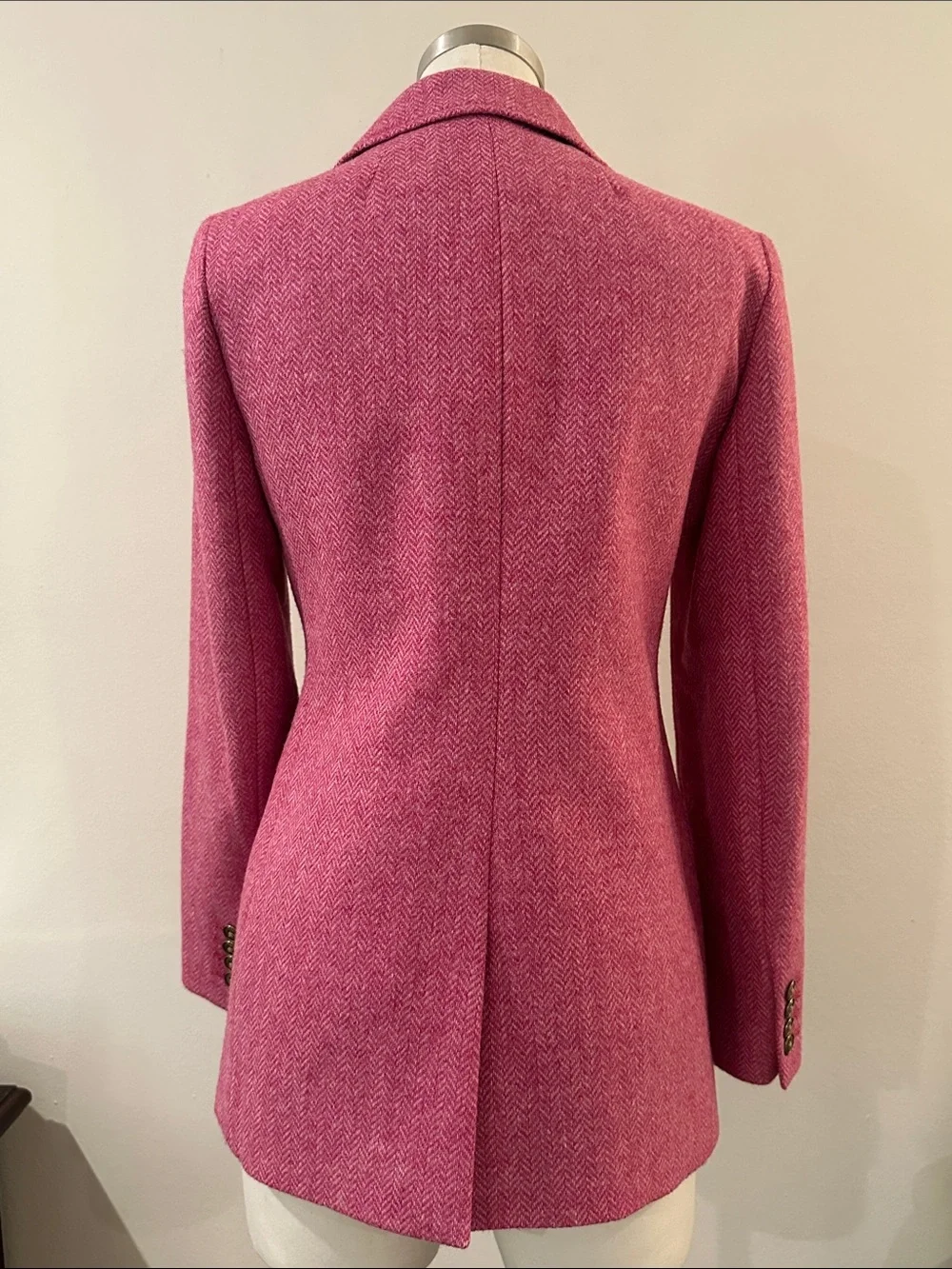 J. Crew Double-Breasted Pink Herringbone Blazer